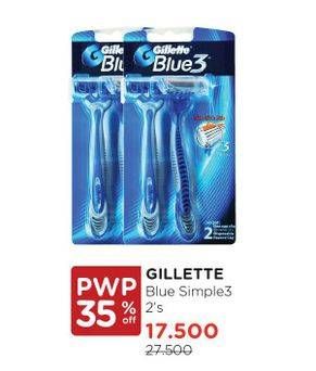 Promo Harga GILLETTE Blue 3 Simple 2 pcs - Watsons