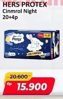 Promo Harga Hers Protex Comfort Night Wing 30cm, Wing 35cm 24 pcs - Alfamart