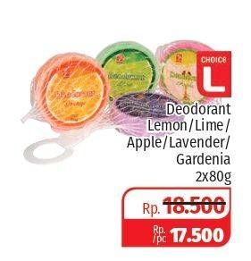 Promo Harga CHOICE L Deodorant Lime, Apple, Lavender, Gardenia, Orange per 2 pcs 80 gr - Lotte Grosir