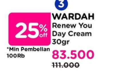 Promo Harga Wardah Renew You Day Cream SPF 35 PA+++ 30 gr - Watsons