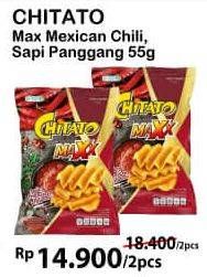 Promo Harga CHITATO Maxx Spicy Mexican Sapi Panggang per 2 pouch 55 gr - Alfamart