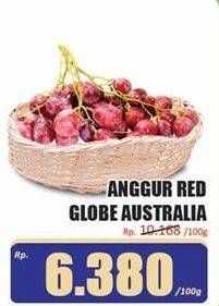 Promo Harga Anggur Red Globe Australia per 100 gr - Hari Hari