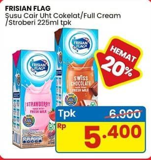 Promo Harga Frisian Flag Susu UHT Purefarm Full Cream, Swiss Chocolate, Strawberry 225 ml - Indomaret
