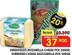 Promo Harga Greenfields Cheese Mozzarella, Mozzarella Shredded 200 gr - Superindo