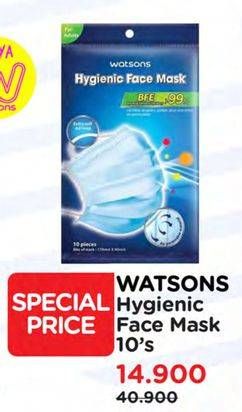 Promo Harga Watsons Hygienic Face Mask 10 pcs - Watsons