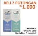 Promo Harga ANDALAN Feminine Care Natural White, Fresh per 2 botol 60 ml - Alfamidi