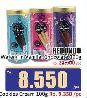 Promo Harga Redondo Wafer Vanilla, Chocolate 100 gr - Hari Hari
