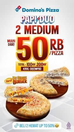 Promo Harga Papi Duo 2 Medium  - Domino Pizza