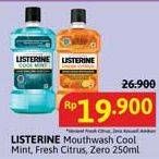 Promo Harga Listerine Mouthwash Antiseptic Cool Mint, Fresh Citrus, Fresh Citrus, Zero 250 ml - Alfamidi