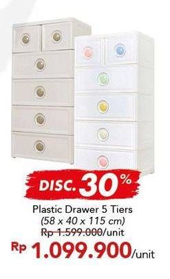 Promo Harga Drawer Plastic Drawer 5 Layer  - Carrefour