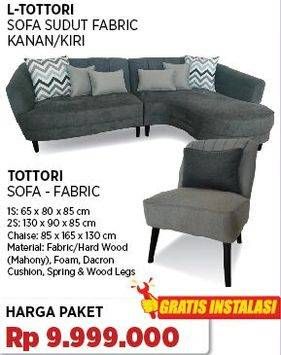 Promo Harga Tottori Sofa Sudut Fabric Kanan/Kiri  - COURTS