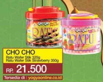 Promo Harga Cho Cho Wafer Stick Ratu Strawberry, Chocolate 320 gr - Yogya