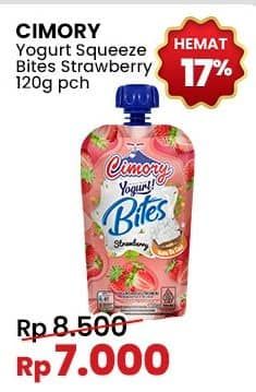 Promo Harga Cimory Yoghurt Squeeze Bites Strawberry 120 gr - Indomaret