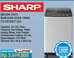 Promo Harga SHARP ES-M1000T Mesin Cuci Top Load 10 kg - COURTS