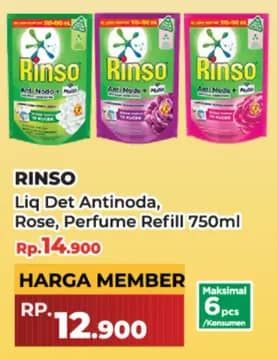 Promo Harga Rinso Liquid Detergent + Molto Pink Rose Fresh 750 ml - Yogya