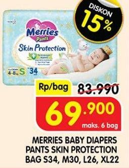 Promo Harga Merries Pants Skin Protection S34, XL22, L26, M30 22 pcs - Superindo