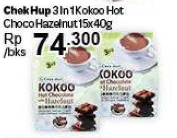 Promo Harga Chek Hup Kokoo Hot Chocolate with Hazelnut per 15 sachet 40 gr - Carrefour