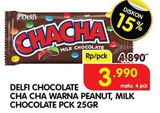 Promo Harga DELFI CHA CHA Chocolate Milk Chocolate, Peanut 25 gr - Superindo