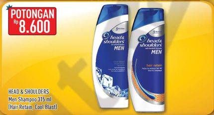 Promo Harga HEAD & SHOULDERS Men Shampoo Hair Retain, Cool Blast 315 ml - Hypermart