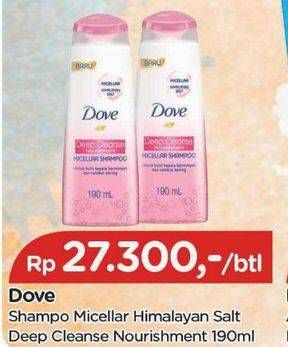Promo Harga Dove Micellar Shampoo Deep Cleanse Nourishment 190 ml - TIP TOP