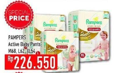 Promo Harga PAMPERS Premium Care Active Baby Pants M68, L62, XL54  - Hypermart