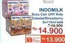 Promo Harga INDOMILK Susu UHT Kids Cokelat, Stroberi per 6 tpk 115 ml - Indomaret
