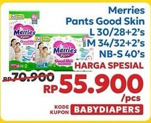 Promo Harga Merries Pants Good Skin L30, M34, NB-S40 30 pcs - Indomaret