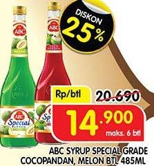 Promo Harga ABC Syrup Special Grade Coco Pandan, Melon 485 ml - Superindo