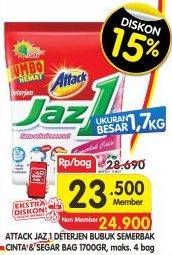 Promo Harga ATTACK Jaz1 Detergent Powder Semerbak Cinta, Pesona Segar 1700 gr - Superindo