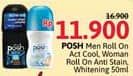 Promo Harga Posh Deo Roll On Men Active Cool, Anti Stain, Whitening 50 ml - Alfamidi