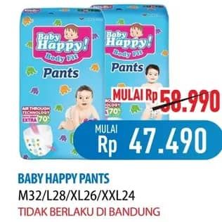 Promo Harga Baby Happy Body Fit Pants M32, L28, XL26, XXL24 24 pcs - Hypermart