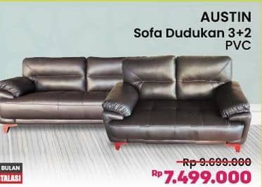 Promo Harga Austin Sofa Dudukan 3 + 2 PVC  - COURTS