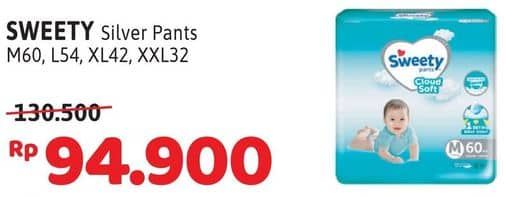 Promo Harga Sweety Silver Pants M60, XL42, XXL32, L54 32 pcs - Alfamidi
