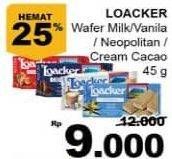 Promo Harga LOACKER Wafer Milk, Vanila, Napolitaner, Cacao 45 gr - Giant