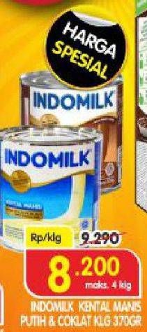 Promo Harga INDOMILK Susu Kental Manis Cokelat, Plain 370 gr - Superindo