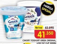 Promo Harga Cimory Greek Style Yogurt Plain, Low Fat 400 ml - Superindo