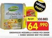 Promo Harga GREENFIELDS Mozzarella Cheese 200gr + KIMBO Smoked Beef 200gr  - Superindo