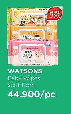 Promo Harga WATSONS Baby Wipes All Variants 90 pcs - Watsons