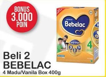 Promo Harga BEBELAC 4 Susu Pertumbuhan Madu, Vanila per 2 box 400 gr - Alfamart