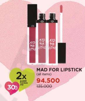 Promo Harga MAD FOR LIPSTICK Lip Cream  - Watsons
