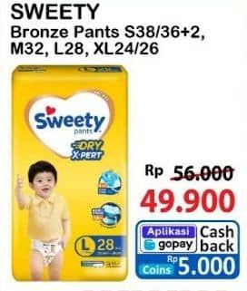 Promo Harga Sweety Bronze Pants Dry X-Pert S36+2, M32, L28, XL24, XL26 24 pcs - Alfamart