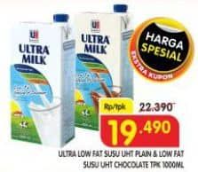 Promo Harga Ultra Milk Susu UHT Low Fat Coklat, Low Fat Full Cream 1000 ml - Superindo