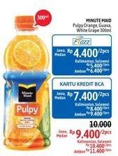 Promo Harga MINUTE MAID Juice Pulpy Orange, White Grape With Nata De Coco Bits, Guava per 2 botol 300 ml - Alfamidi