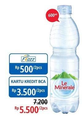 Promo Harga LE MINERALE Air Mineral per 2 botol 600 ml - Alfamidi