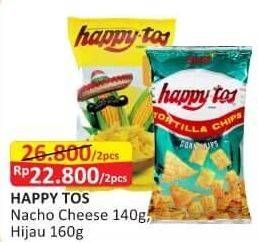 Promo Harga HAPPY TOS Tortilla Chips Hijau, Nacho Cheese 140 gr - Alfamart