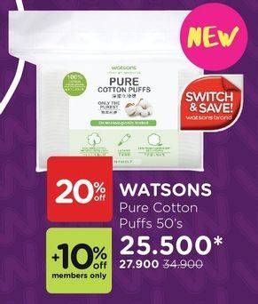 Promo Harga WATSONS Pure Cotton Puff 50 pcs - Watsons