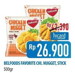 Promo Harga Belfoods Nugget Chicken Nugget Stick, Chicken Nugget 500 gr - Hypermart