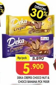 Promo Harga Dua Kelinci Deka Crepes Choco Nut, Choco Banana 100 gr - Superindo