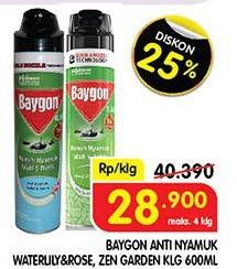 Promo Harga BAYGON Insektisida Spray Water Lily Rose, Zen Garden 600 ml - Superindo