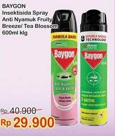 Promo Harga BAYGON Insektisida Spray Fruity Breeze, Tea Blossom 600 ml - Indomaret